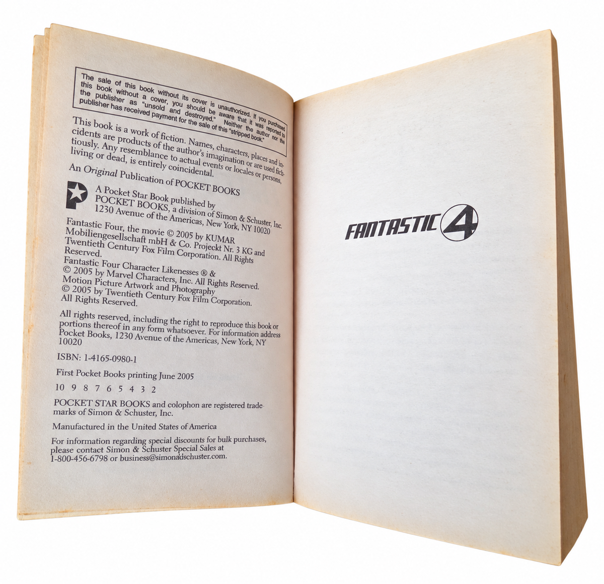Fantastic Four 2005 copyright page with printing number line