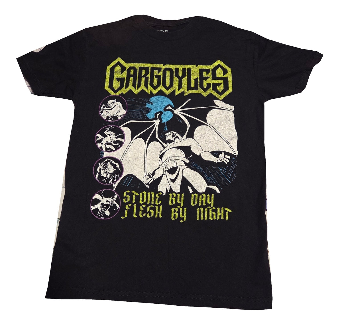 Disney Gargoyles youth XS black graphic T-shirt front on white background