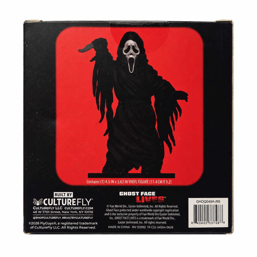 CultureFly FlyGuys Ghost Face vinyl figure back of original box with product details