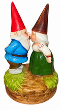 1979 Gorham kissing gnome music box front with visible paint wear