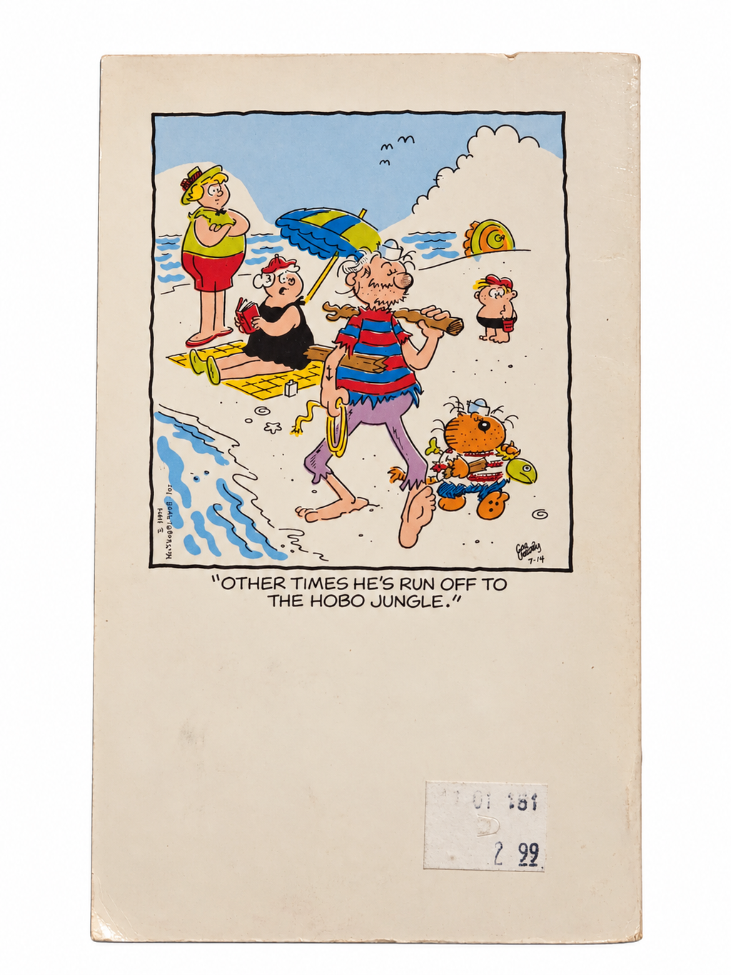 Back cover with original price sticker and wear