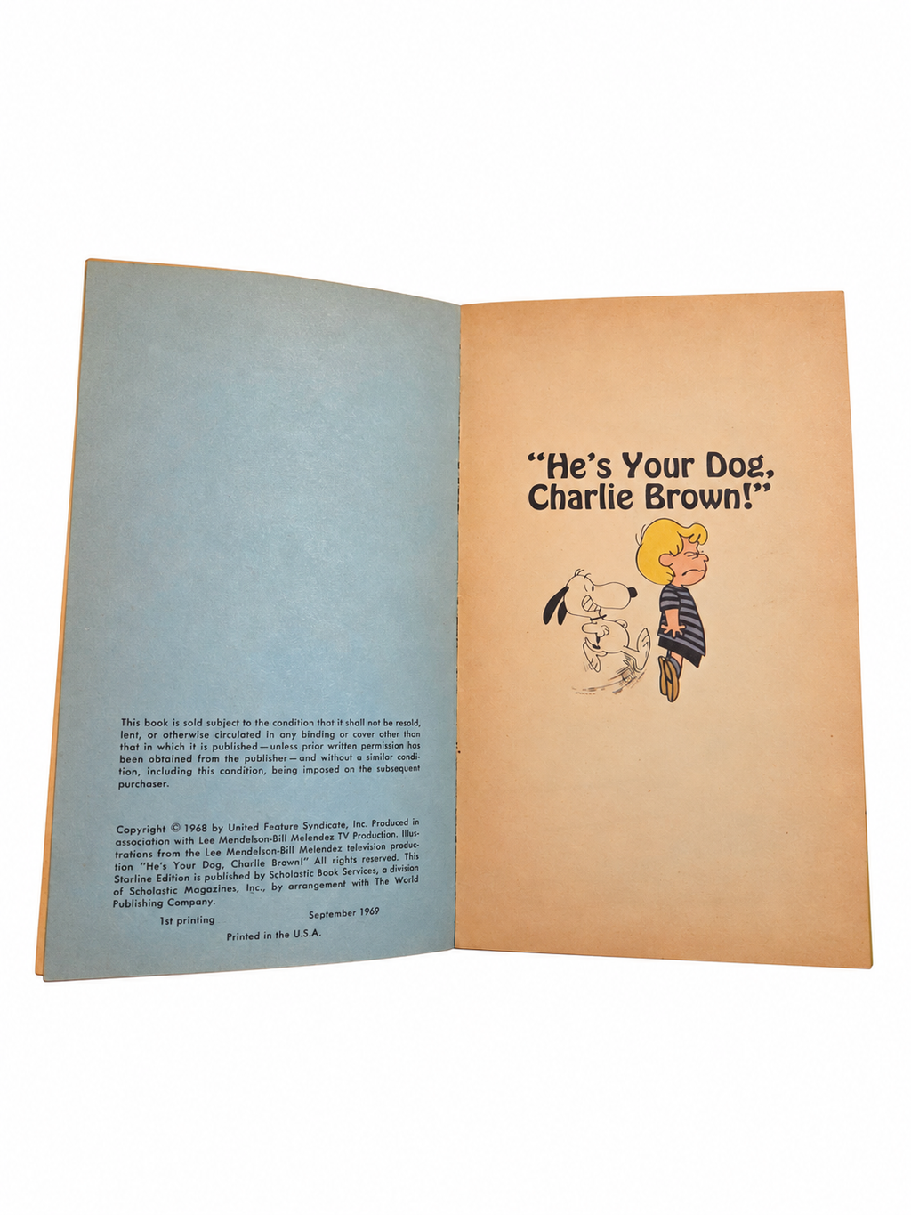 He's Your Dog Charlie Brown title and copyright pages, September 1969 first printing, on white background