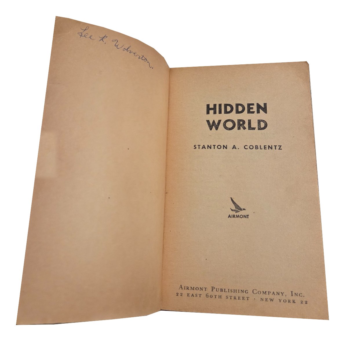 Hidden World by Stanton A Coblentz opening pages, fingers removed on white background