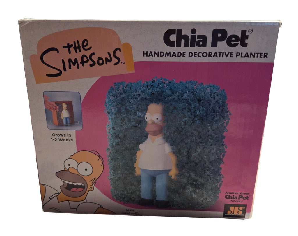 Homer Simpson Chia Pet new in box front view on white background, showing box condition