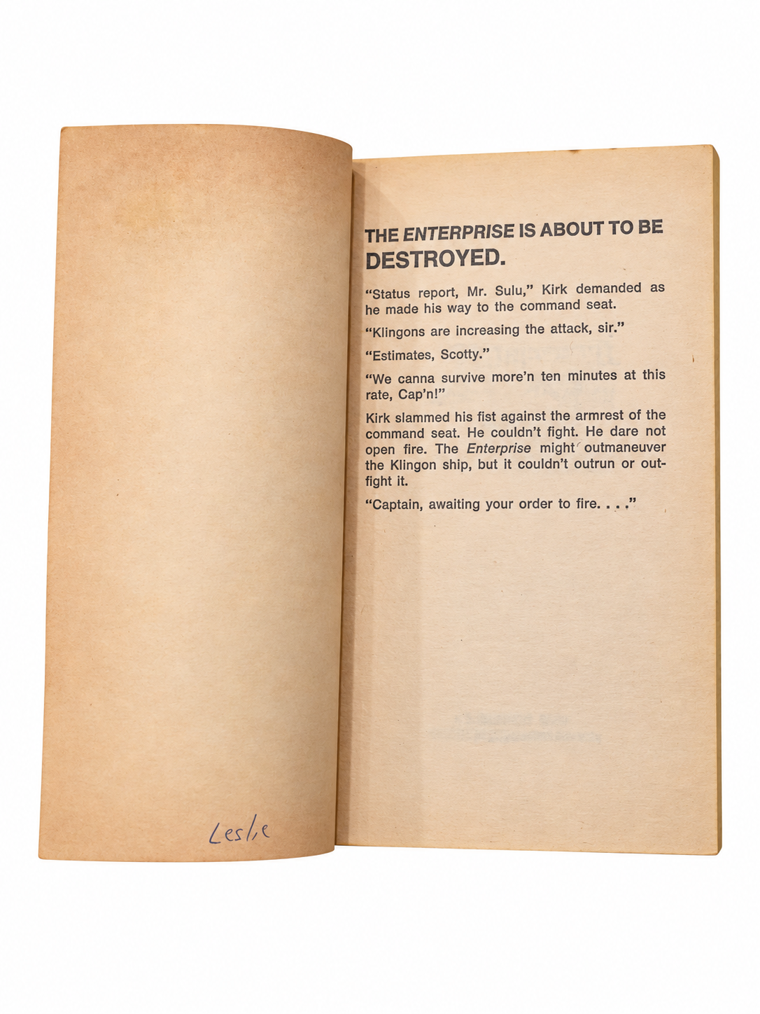 The Klingon Gambit inside front cover with handwritten name
