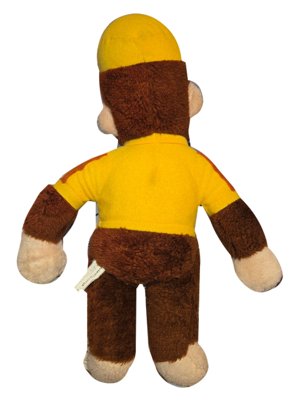 Vintage Knickerbocker Curious George plush back view on white background