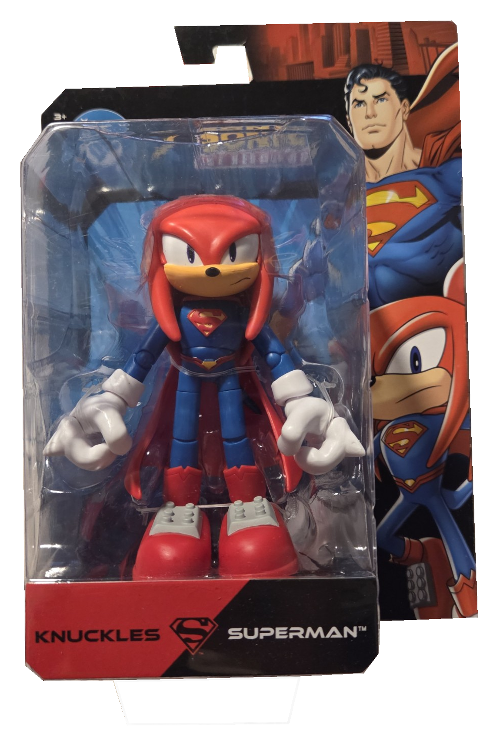 JAKKS Pacific Sonic x DC Knuckles as Superman figure front of original packaging