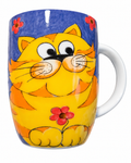 Könitz yellow cat floral mug front view on white background