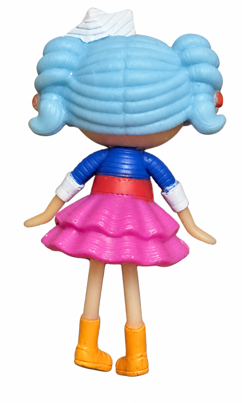 Mini Lalaloopsy Marina Anchors Doll – Blue Hair & Pink Skirt – reverse view on white