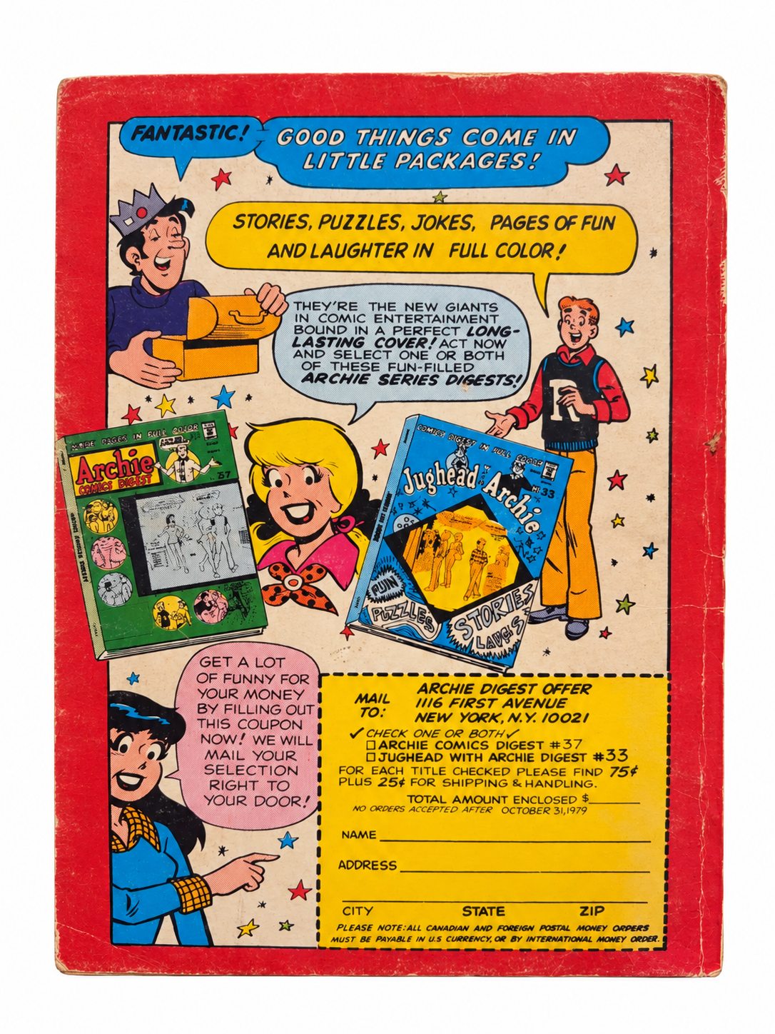 Laugh Comics Digest 23 back cover showing wear