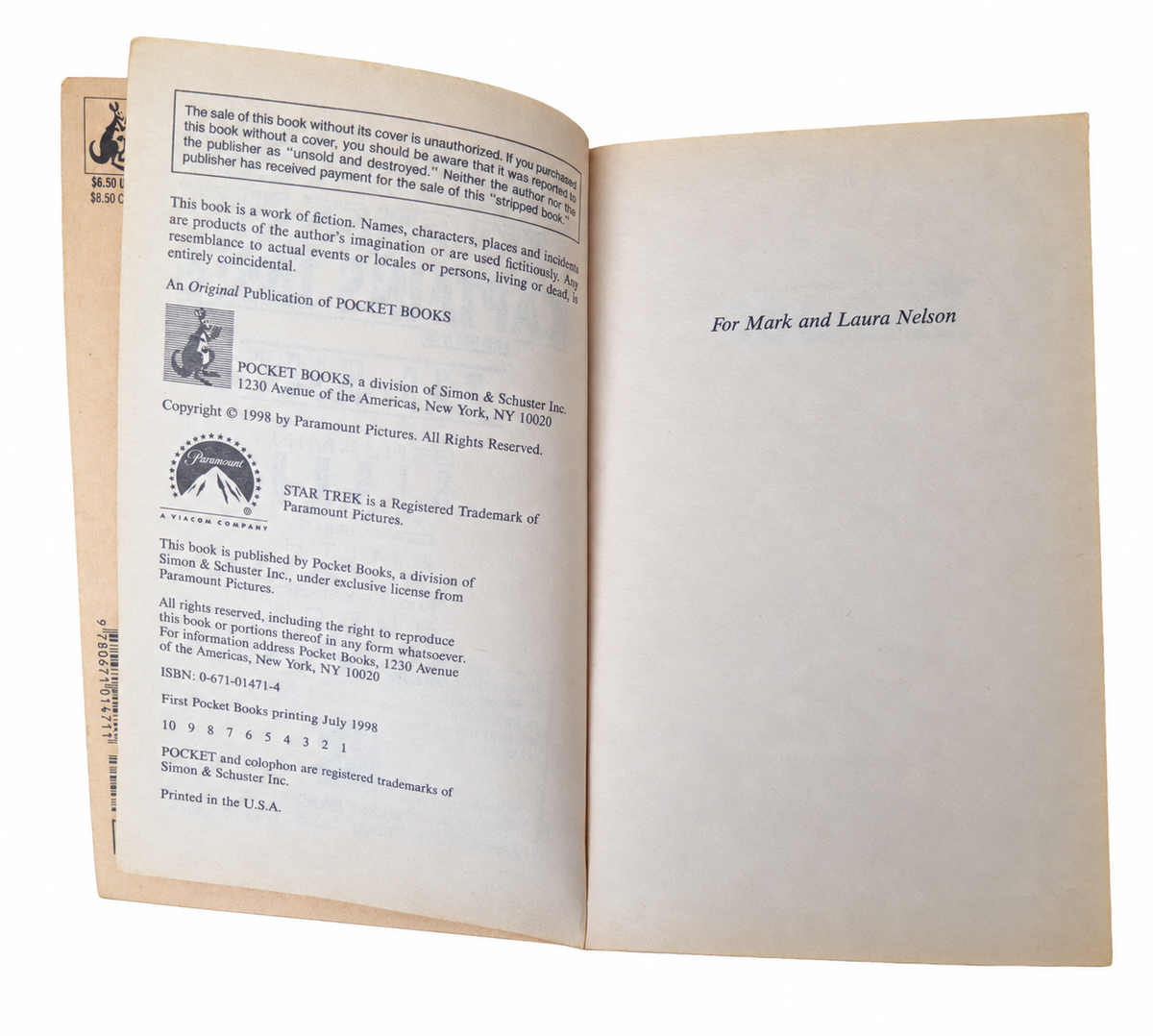 The Mist copyright page showing first printing July 1998