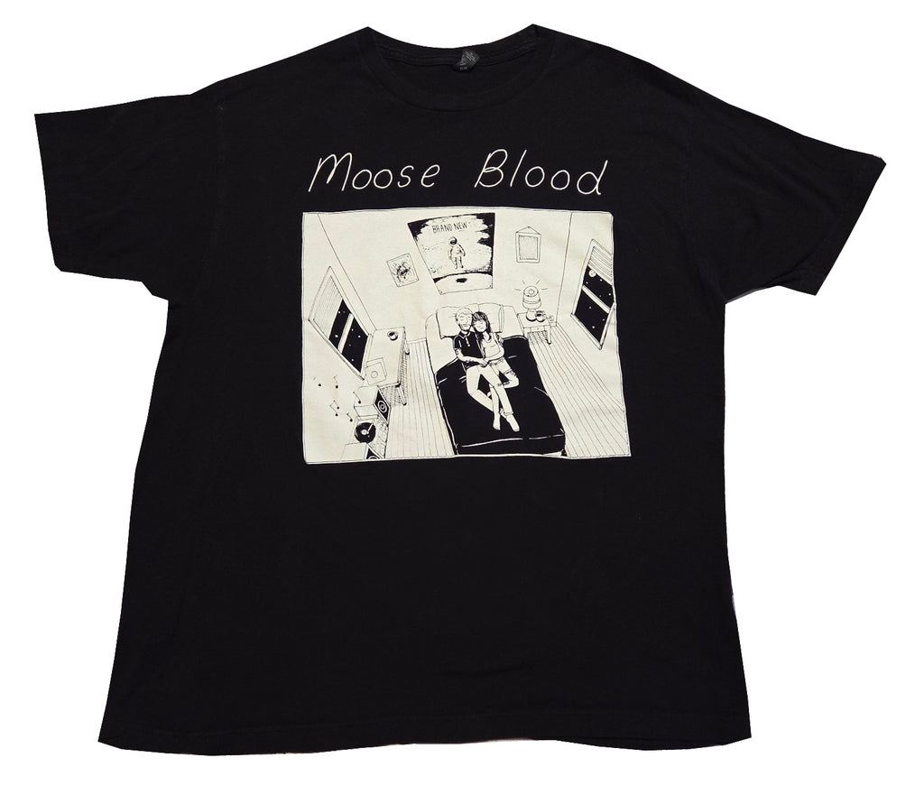 Moose Blood black bedroom graphic band T-shirt size XL, front, white background