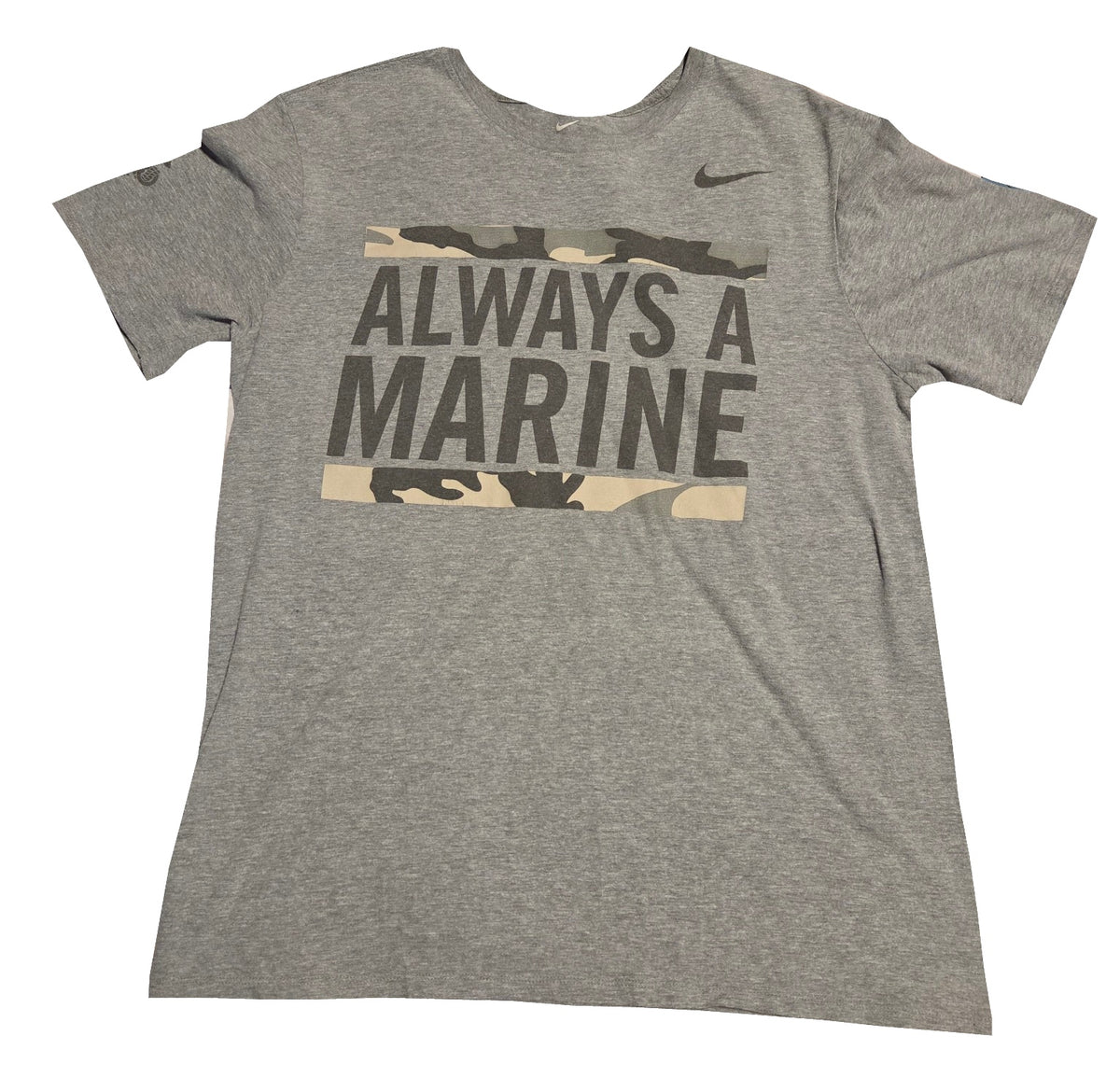 Nike Always a Marine gray large T-shirt front on white background