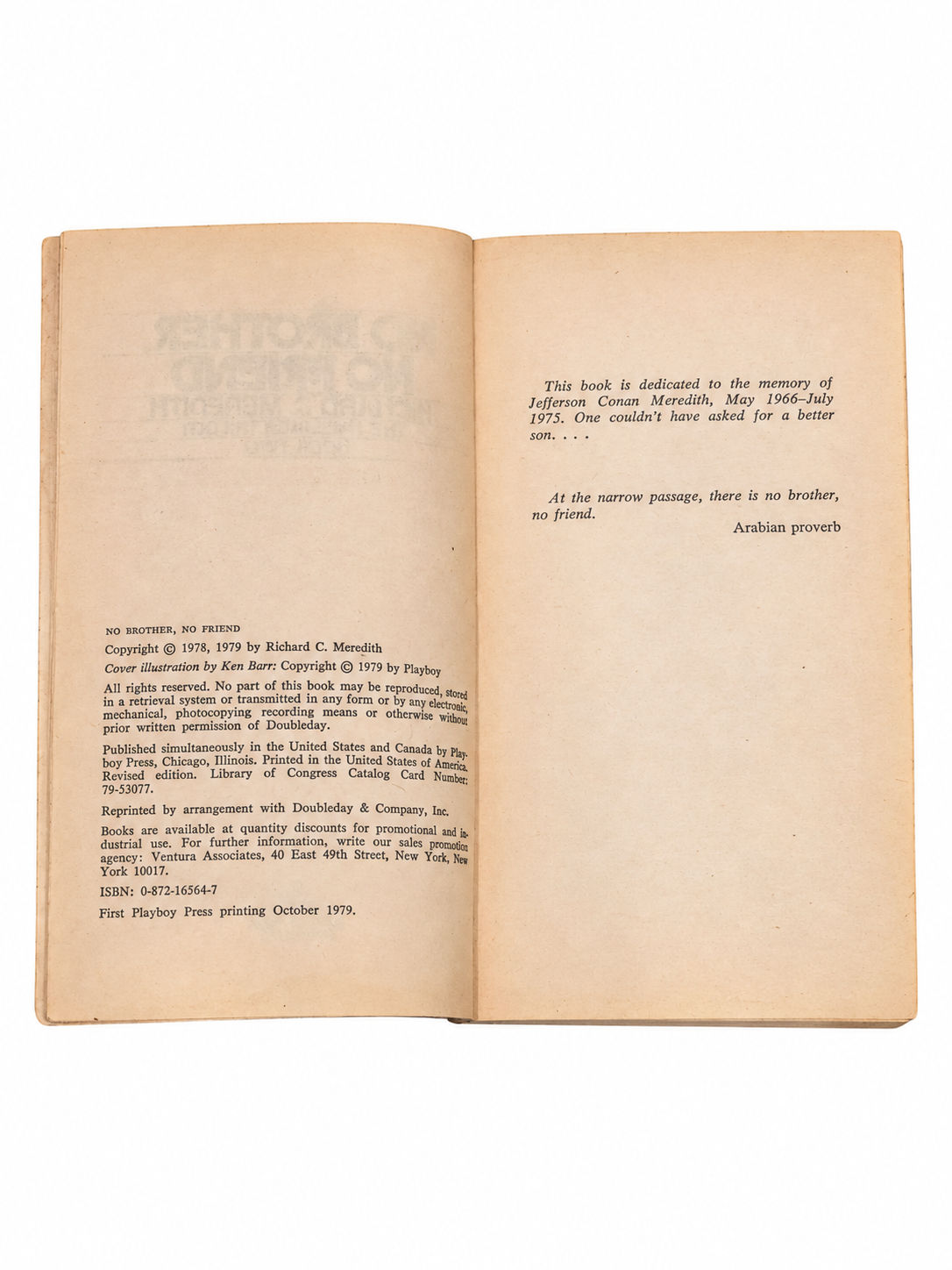 No Brother No Friend first Playboy Press printing October 1979 copyright page