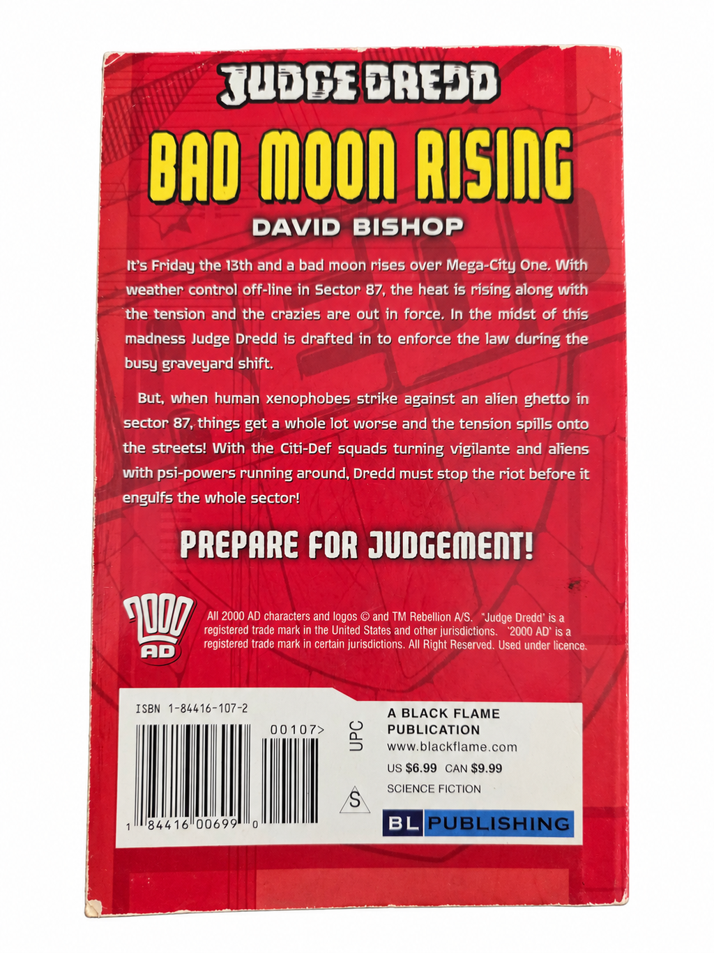 Judge Dredd Bad Moon Rising back cover ISBN