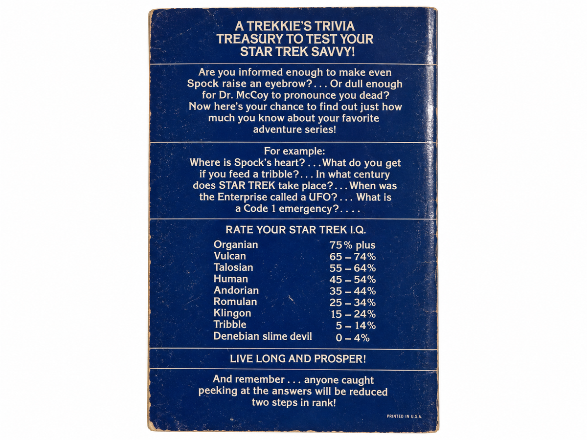 The Official Star Trek Trivia Book back cover on white background