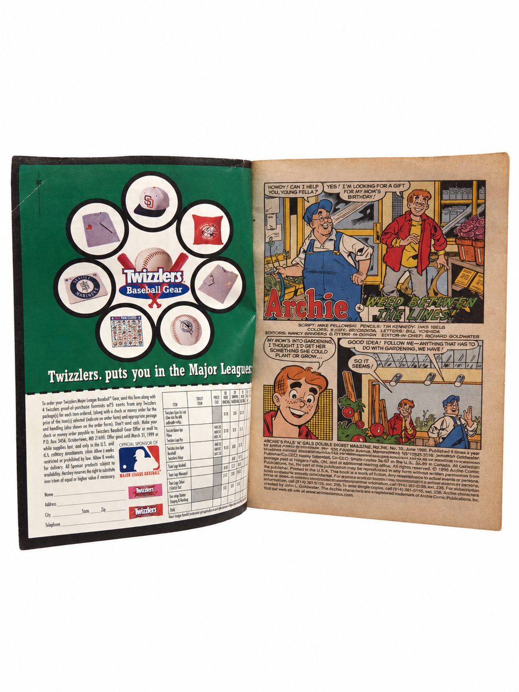Pals n Gals Double Digest 33 opening pages and June 1998 issue information