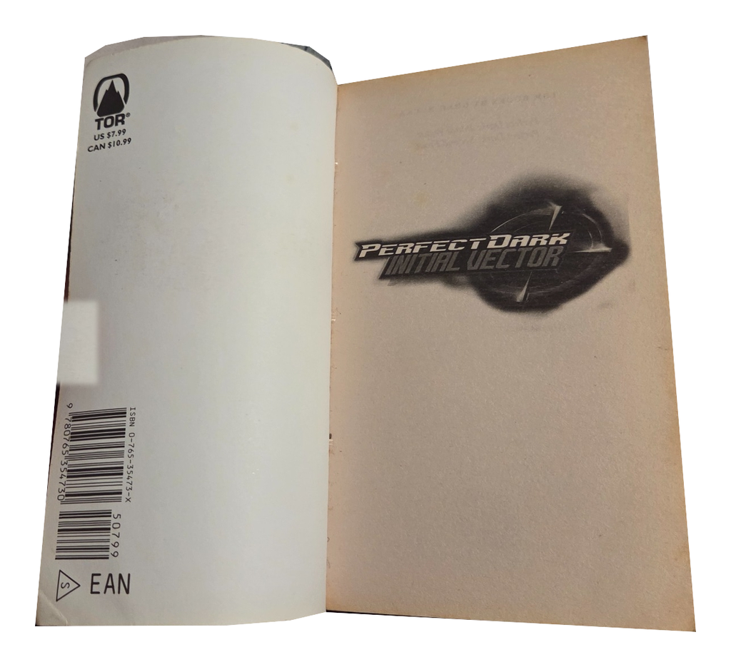 Perfect Dark Initial Vector by Greg Rucka — inside cover, pre-owned actual copy