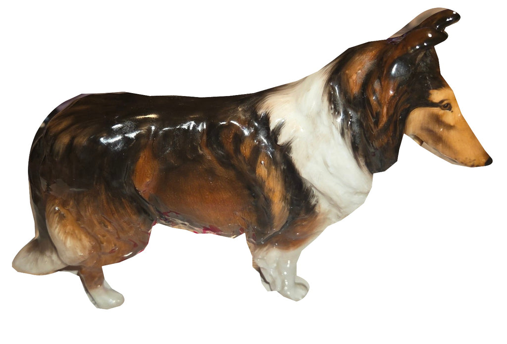 Royal Doulton collie figurine angled-side view on white background