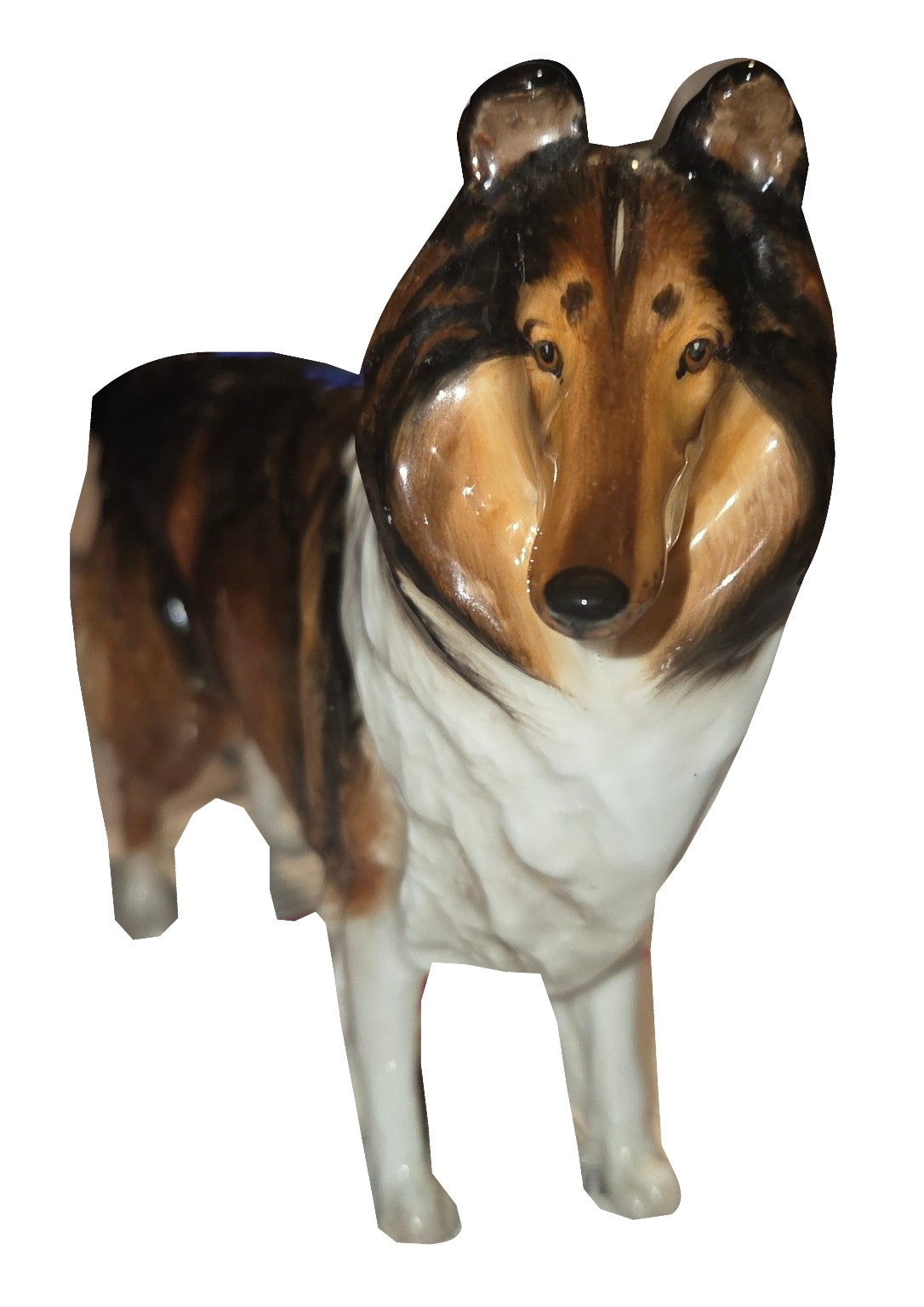 Royal Doulton collie figurine front view on white background