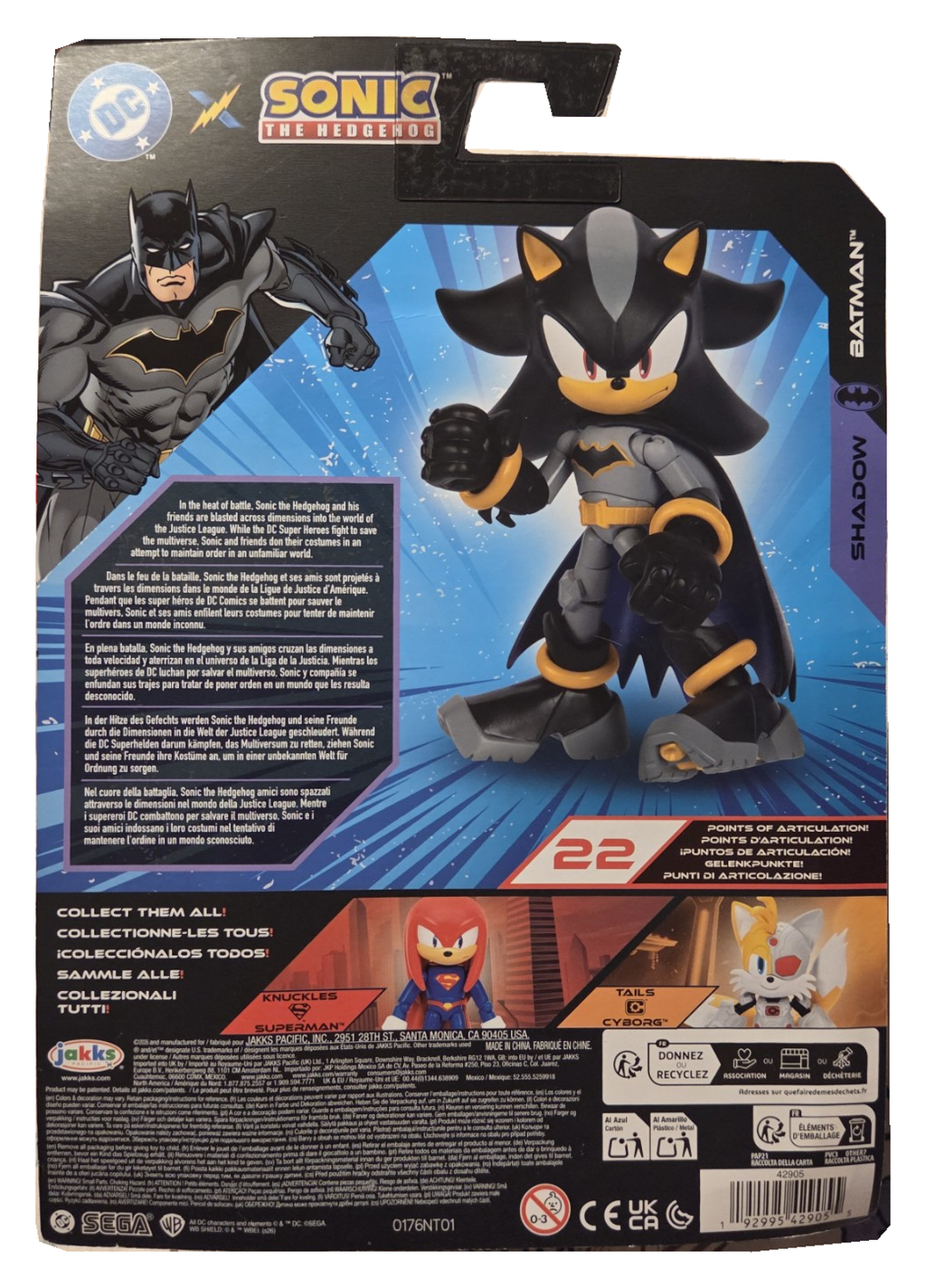 JAKKS Pacific Sonic x DC Shadow as Batman figure back of original packaging