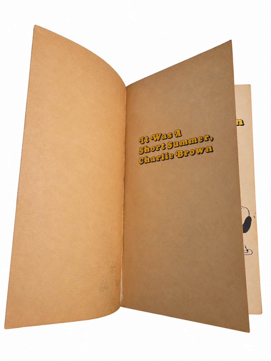 It Was a Short Summer Charlie Brown opening pages with fingers removed on white background