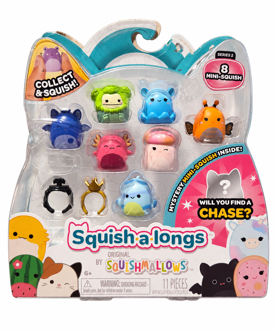 Squish-a-longs Series 2 opened package front showing visible contents and empty cavity