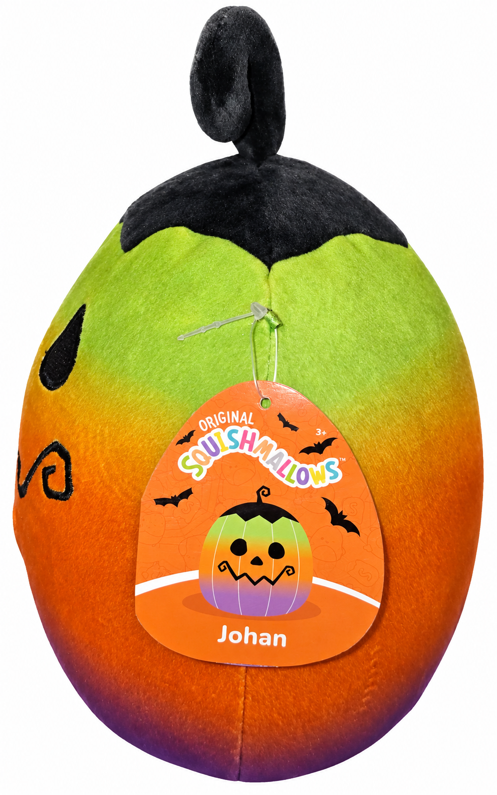 Squishmallows Johan pumpkin tag view on white background