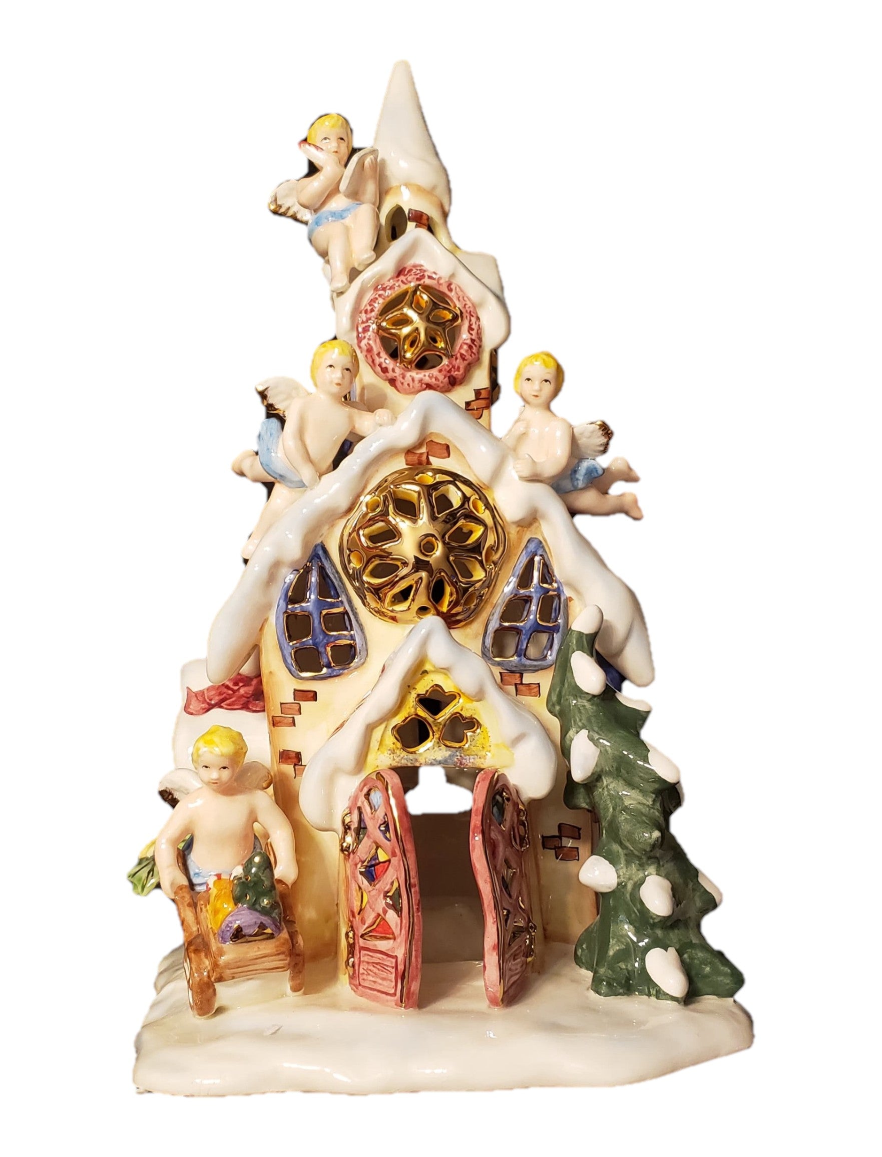 St. Nix Collectibles, Toys & Antiques 2002 Grandeur Noel ceramic Christmas house with angels and working light