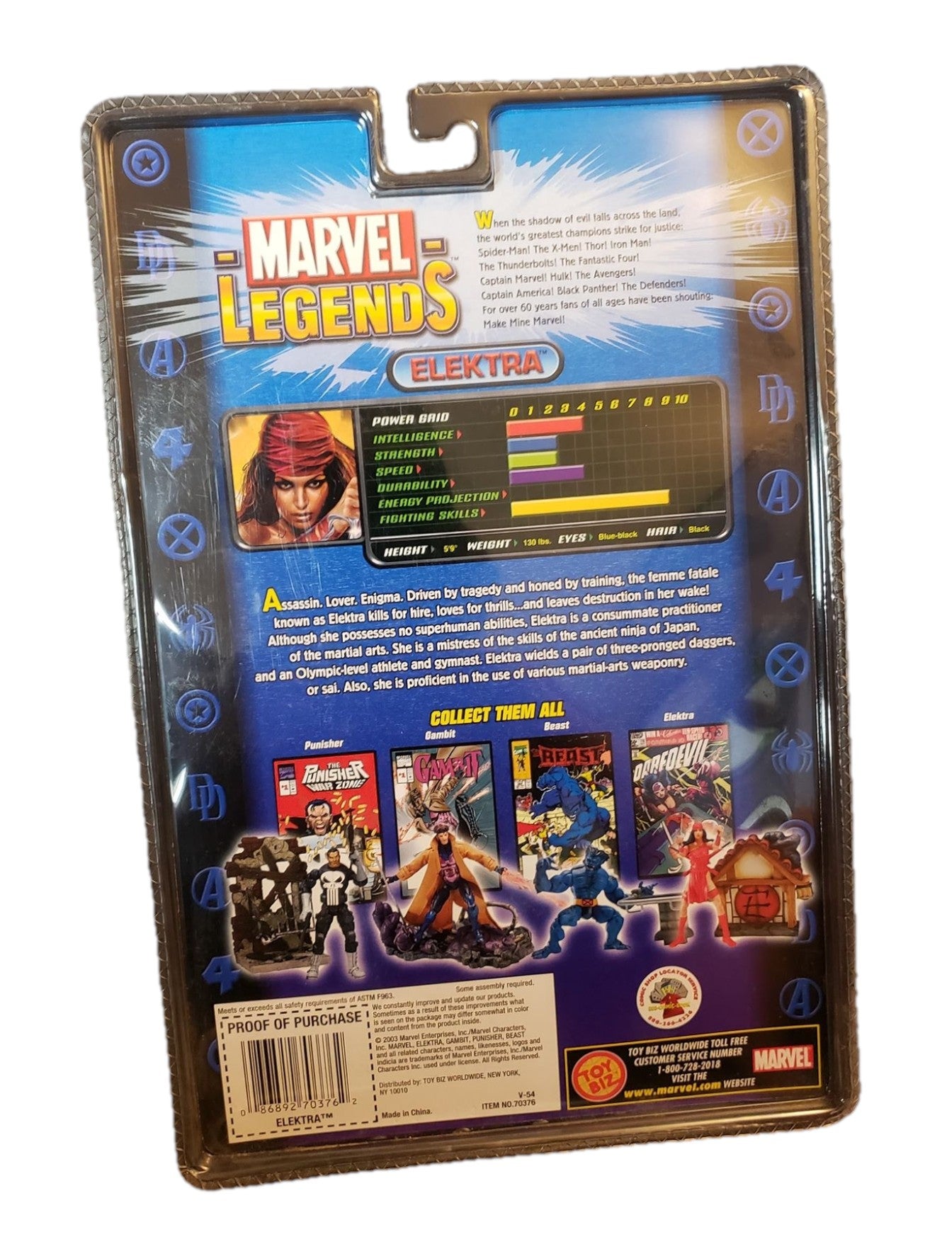 St. Nix Collectibles, Toys & Antiques 2003 Marvel Legends Series 4 Elektra action figure carded back packaging