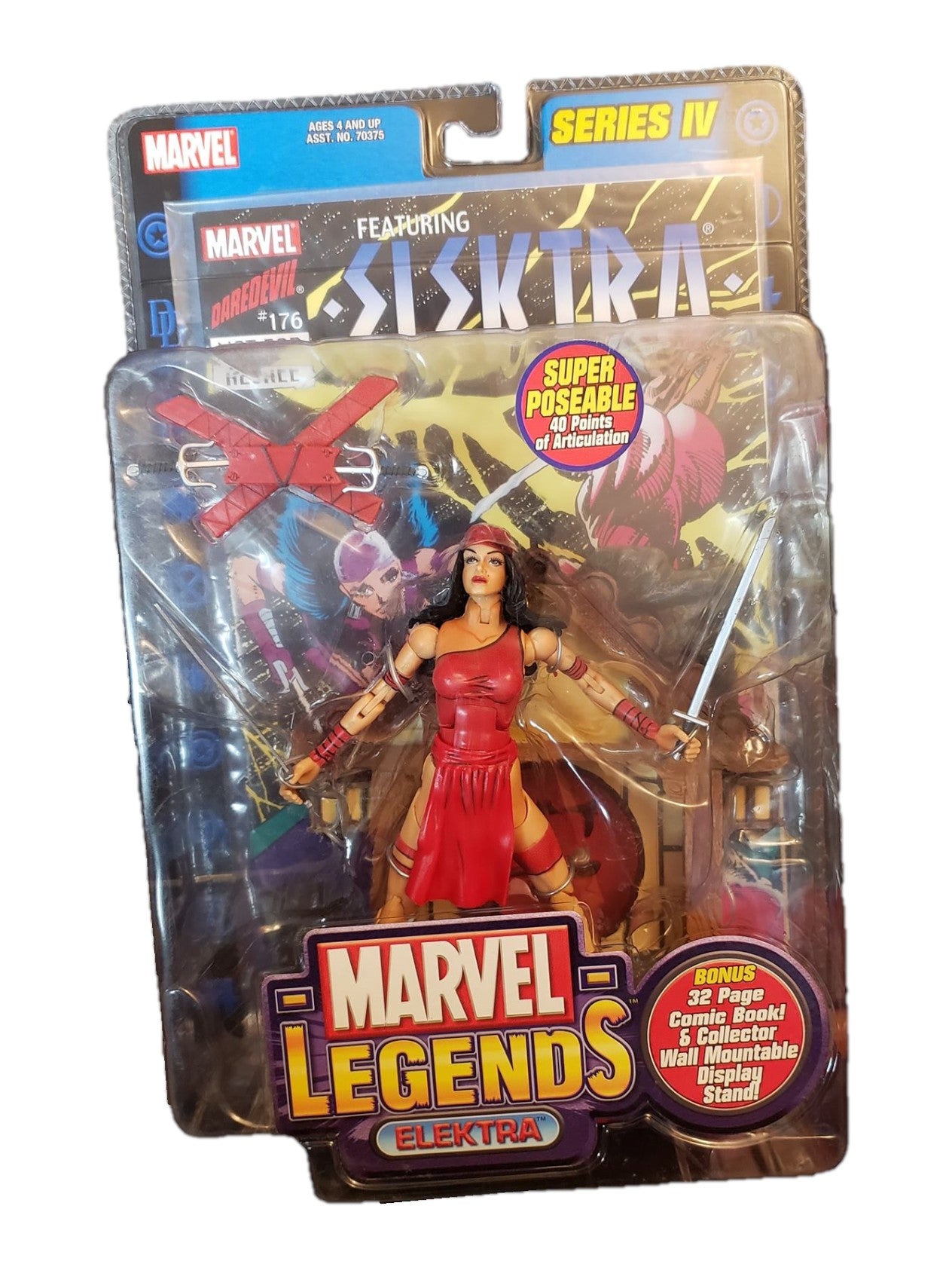St. Nix Collectibles, Toys & Antiques 2003 Marvel Legends Series 4 Elektra action figure in original blister packaging