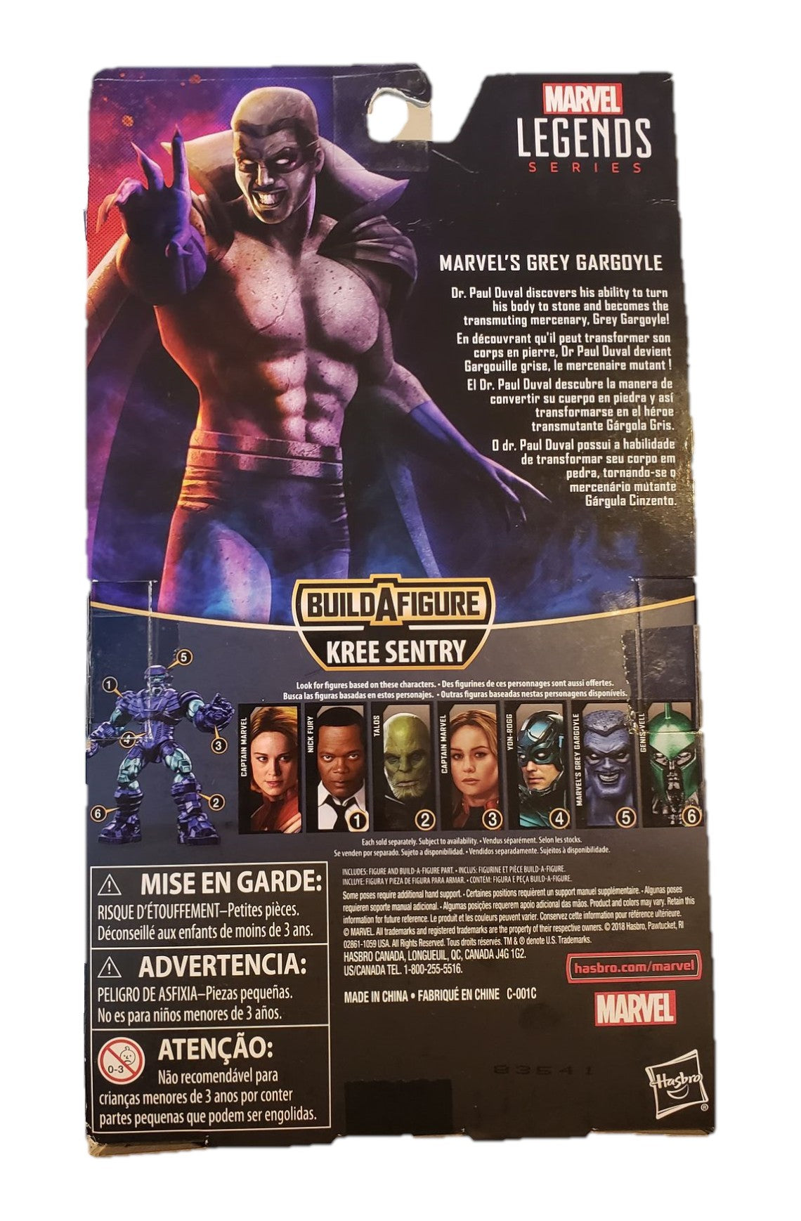 St. Nix Collectibles, Toys & Antiques Marvel Legends Grey Gargoyle action figure packaging back view