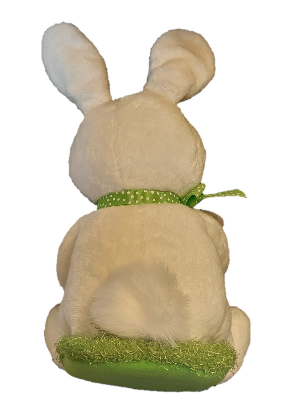 Back view of St. Nix Collectibles, Toys & Antiques Hallmark Rockin' Rabbit plush with green polka dot ribbon
