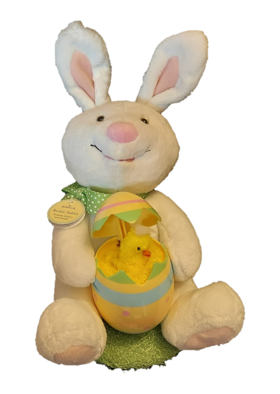 St. Nix Collectibles, Toys & Antiques Hallmark Rockin' Rabbit plush holding a yellow chick inside a striped Easter egg