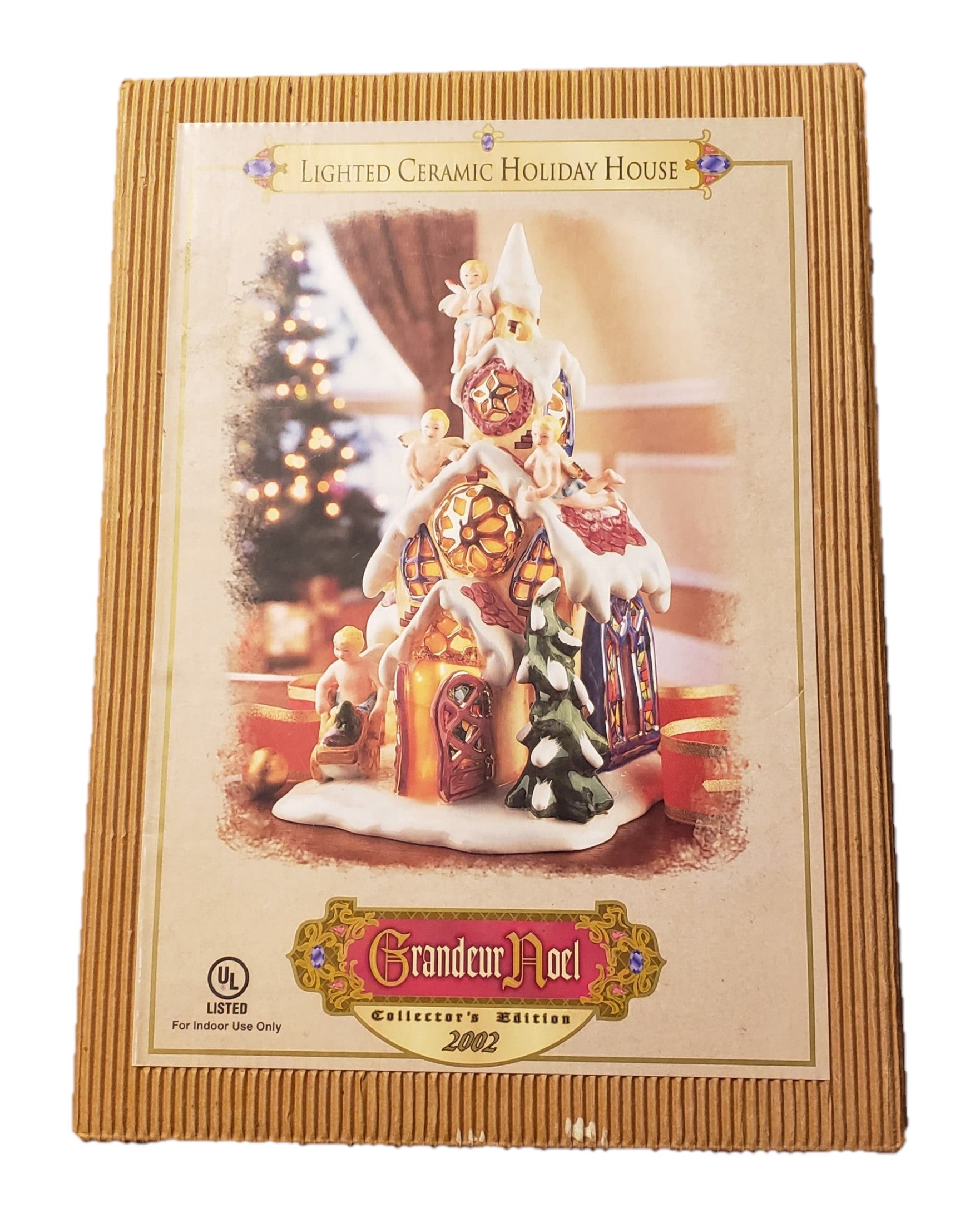 St. Nix Collectibles, Toys & Antiques 2002 Grandeur Noel lighted ceramic holiday house with angel figurines in box