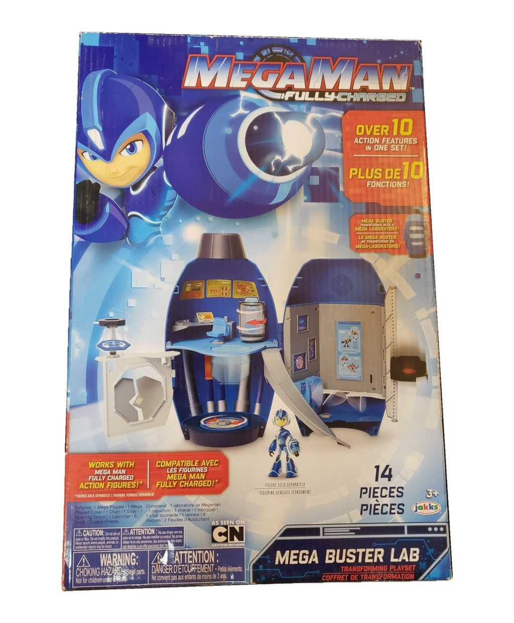 St. Nix Collectibles, Toys & Antiques MegaMan Fully Charged Mega Buster Lab playset box with 14 action pieces.