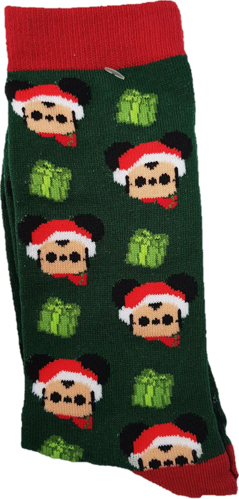 St. Nix Collectibles, Toys & Antiques green Mickey Mouse Christmas socks with Santa hats and presents pattern