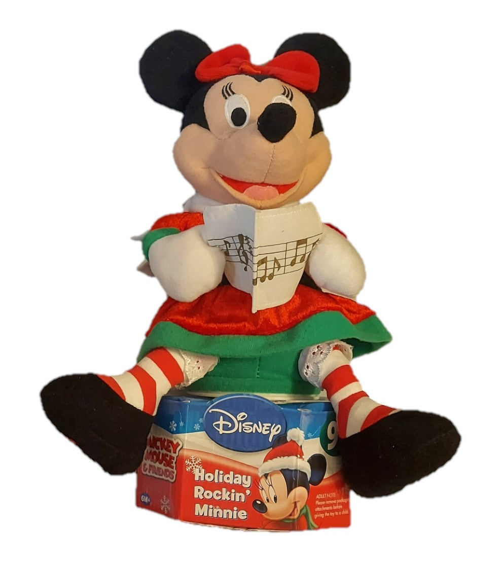 St. Nix Collectibles, Toys & Antiques Disney Minnie Mouse singing animated Christmas plush toy holding a songbook.