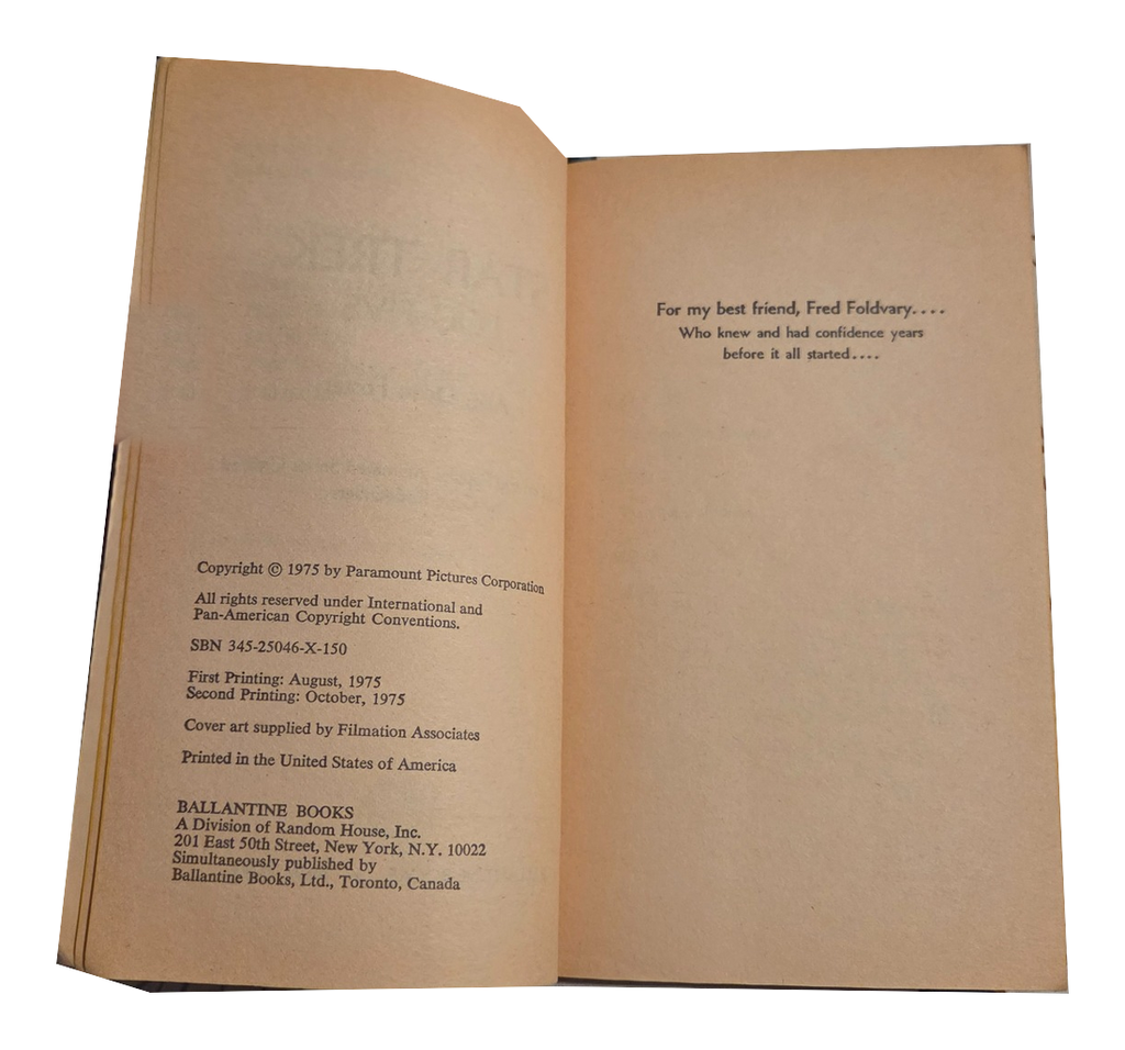 Star Trek Log Five copyright pages with fingers removed on white background