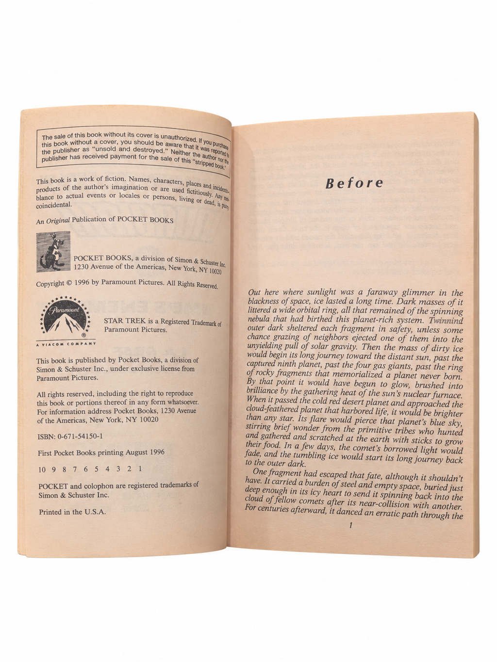 Time's Enemy copyright and first page