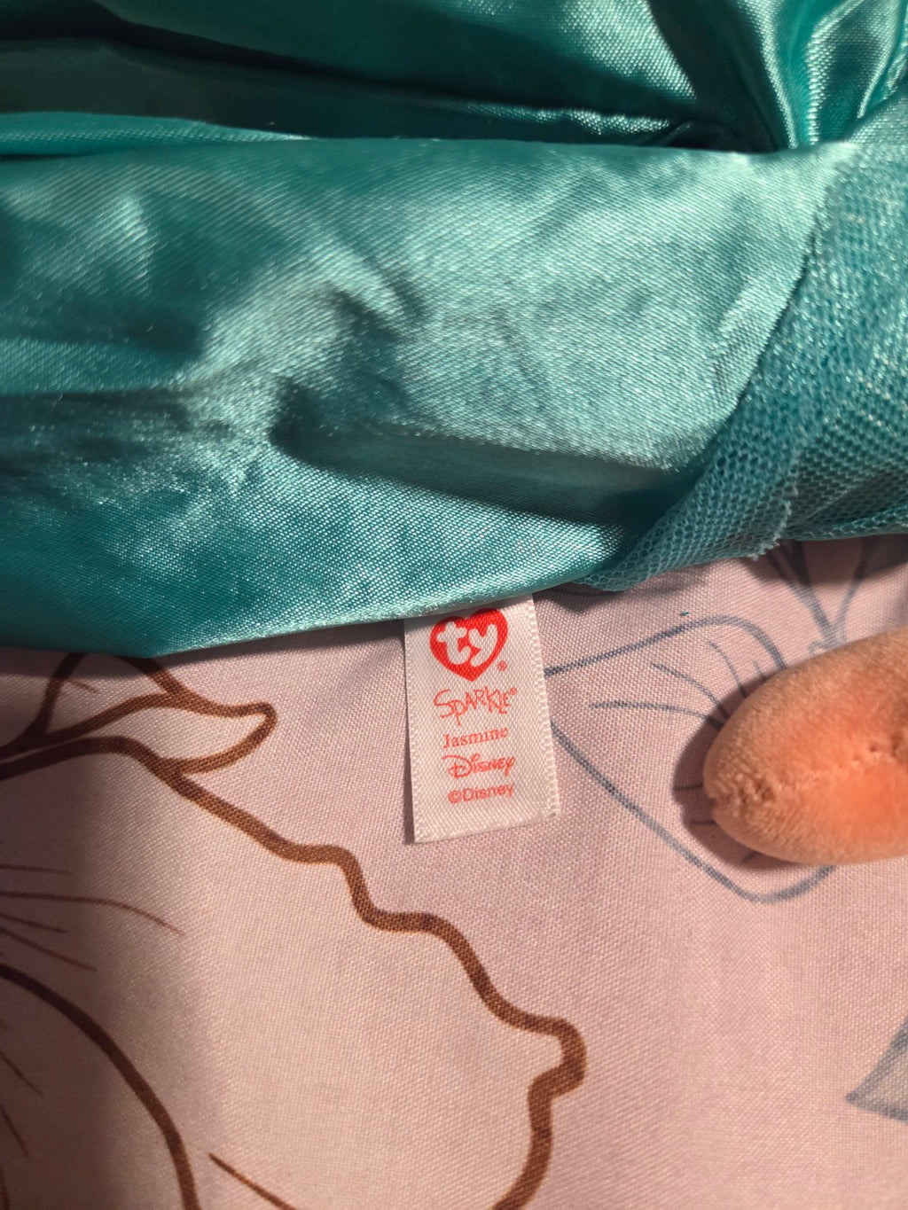 Ty Sparkle Disney Princess Jasmine plush brand-tag view