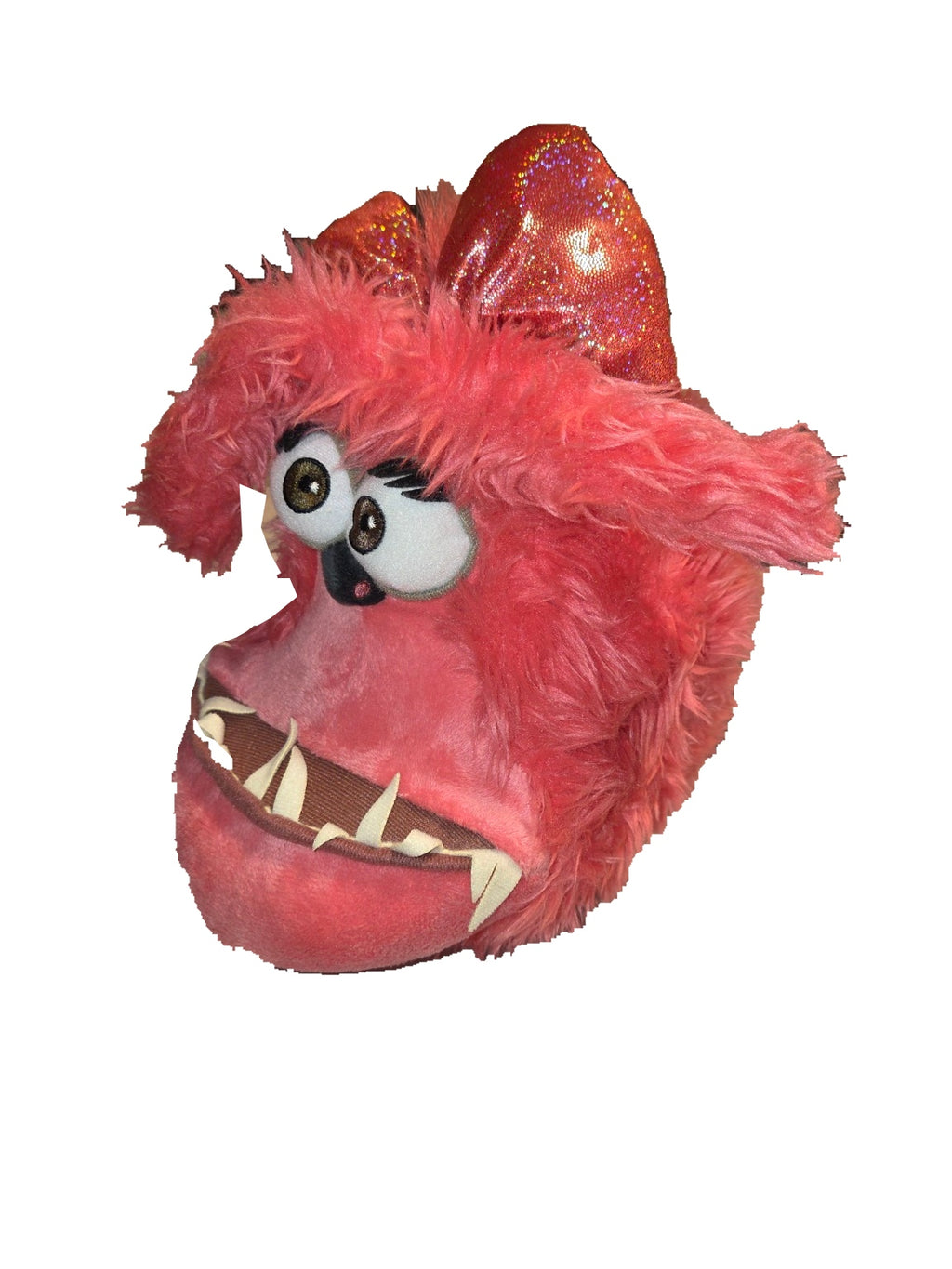 Kyle pink dog plush angled front view on white background