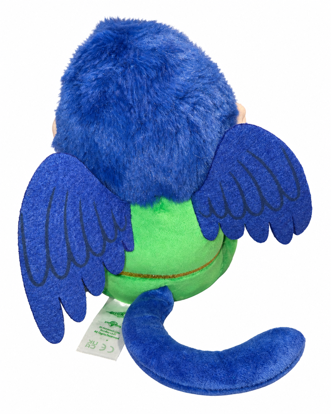 Wicked flying monkey plush rear with wings and tail on white background