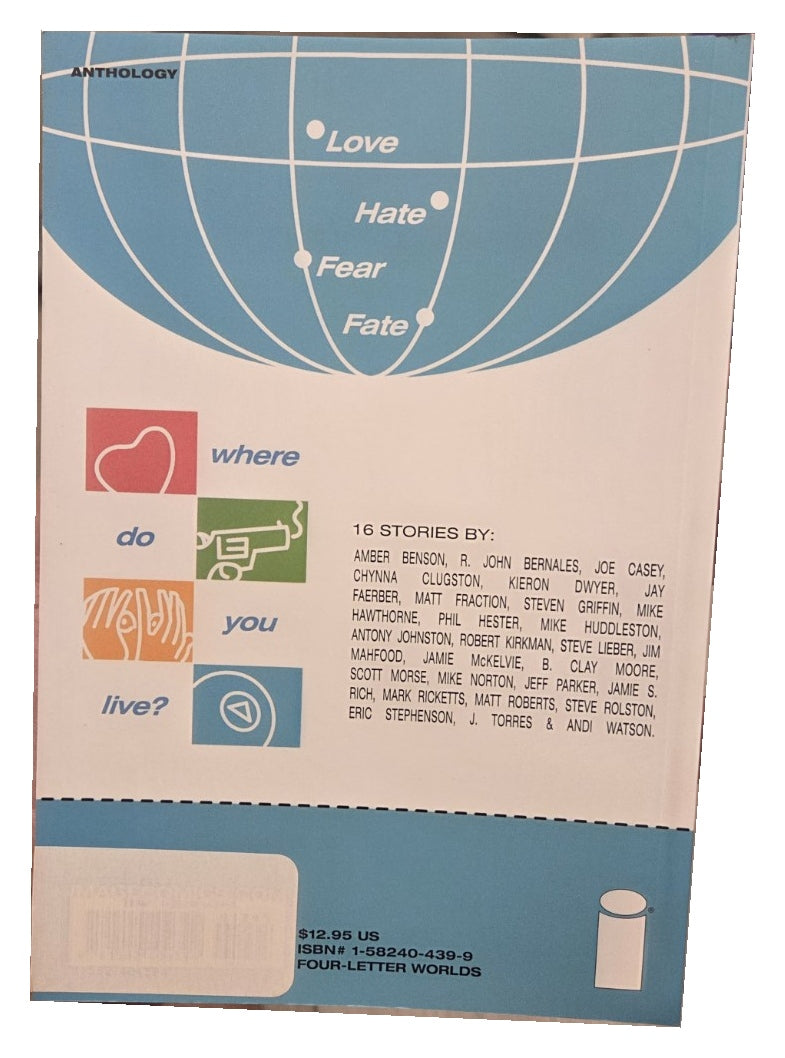 Four Letter Worlds back cover with barcode sticker