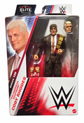 WWE Elite Series 120 Cody Rhodes brown suit boxed figure front on white background, packaging wear visible